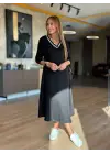 Kadın Uzun Kollu V Yakalı Midi Modal Elbise