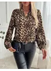 Yenilikçi Modal Leopar Desenli Bluz