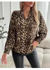 Yenilikçi Modal Leopar Desenli Bluz