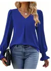 Kadın Uzun Kollu V Yakalı Salaş Ithal Krep Bluz