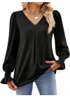 Kadın Uzun Kollu V Yakalı Salaş Ithal Krep Bluz