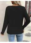 Kadın Uzun Kollu V Yakalı Triko Bluz