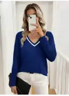 Kadın Uzun Kollu V Yakalı Viskon Iki Iplik Bluz