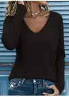 Kadın Uzun Kollu V Yakalı Viskon Iki Iplik Bluz