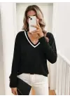 Kadın Uzun Kollu V Yakalı Viskon Iki Iplik Bluz