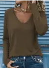 Kadın Uzun Kollu V Yakalı Viskon Iki Iplik Bluz