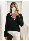 Kadın Uzun Kollu V Yakalı Viskon Iki Iplik Bluz