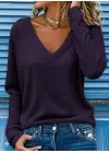 Kadın Uzun Kollu V Yakalı Viskon Iki Iplik Bluz