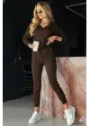 Kadın Uzun Kollu V Yakalı Viskon Iki Iplik Bluz Ve Pantolon Ikili Takım