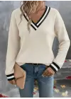 Kadın Uzun Kollu V Yakalı Waffle Bluz