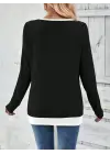 Kadın Uzun Kollu V Yakalı Yandan Düğmeli Yün Viskon Bluz