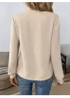 Kadın Uzun Kollu Yakadan Bağlamalı Viskon Iki Iplik Bluz