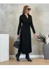 Kadın Uzun Kollu Yakalı Midi Viskon Iki Iplik Elbise