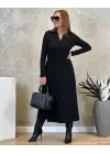 Kadın Uzun Kollu Yakalı Midi Viskon Iki Iplik Elbise