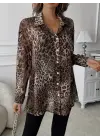 Kadın Uzun Kollu Yakalı önden Düğmeli şifon Gömlek