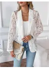 Kadın Uzun Kollu Yakalı önü Açık Dantelli Ceket