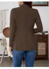 Kadın Uzun Kollu Yakalı Tek Düğmeli Süet Ceket