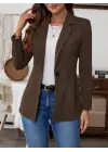 Kadın Uzun Kollu Yakalı Tek Düğmeli Süet Ceket
