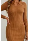 Kadın Uzun Kollu Yakalı Triko Elbise
