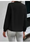 Kadın Yakalı Düğmeli Uzun Kollu Bluz