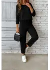 Kadın Uzun Kollu Yanları Nervurlu Viskon Iki Iplik Ve Pantolon Ikili Takım