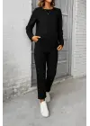Kadın Uzun Kollu Yanları Nervurlu Viskon Iki Iplik Ve Pantolon Ikili Takım