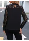 Kadın Uzun Kollu Yarı Balıkçı Yaka Dantelli Sandy Bluz