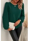 Kadın Uzun Kollu Yuvarlak Yaka Arkadan Bağcıklı Salaş Ithal Krep Bluz