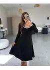 Kadın Uzun Kollu Yuvarlak Yaka Midi Viskon Iki Iplik Elbise