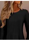 Kadın Uzun Kollu Yuvarlak Yaka Nervürlü Bluz