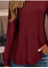 Kadın Uzun Kollu Yuvarlak Yaka Nervürlü Bluz