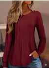 Kadın Uzun Kollu Yuvarlak Yaka Nervürlü Bluz