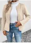 Kadın Uzun Kollu Yuvarlak Yaka önden Fermuarlı Süet Ceket