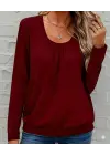 Kadın Uzun Kollu Yuvarlak Yakalı Viskon Bluz