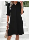 Omarı Etkileyici V Yakalı Kısa Kollu Kadın Elbise
