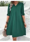 Omarı Rahat ve Şık Kadın Kısa Kollu Elbise