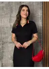 Omarı Modern ve Şık Yaka Detaylı Elbise