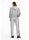 Göz Alıcı Yandan Şeritli Sweatshirt Takım - Gri