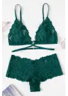 Omarı Yeşil Şık Sütyen Külot Takımı