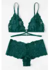 Omarı Yeşil Şık Sütyen Külot Takımı