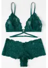 Omarı Yeşil Şık Sütyen Külot Takımı