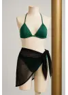 Omarı Yeşil Siyah Yandan Bağlamalı Bikini Seti