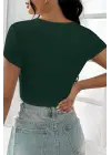 Omarı Yeşil Yarım Kol Crop Top Bluz