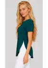Kadın Yırtmaç Detaylı Viskon Kumaş Bluz