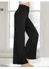 Kadın Yüksek Bel Beli Geniş Paçalı Uzun Janjan Krep Pantolon