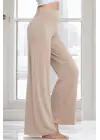 Kadın Yüksek Bel Beli Geniş Paçalı Uzun Janjan Krep Pantolon