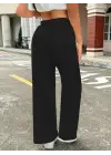 Kadın Yüksek Bel Bol Paça Bürümcük Pantolon
