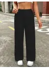 Kadın Yüksek Bel Bol Paça Bürümcük Pantolon