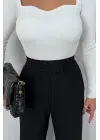Kadın Yüksek Bel Cepli Cırt Kapama Janjan Krep Pantolon