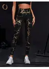 Kadın Yüksek Bel Desenli Spor Tayt Kadın Giyim